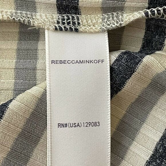 rebecca Minkoff Stripe Mary Waist Tie Dress XS Pullover Stretch Ribbed Pocket - Picture 10 of 11